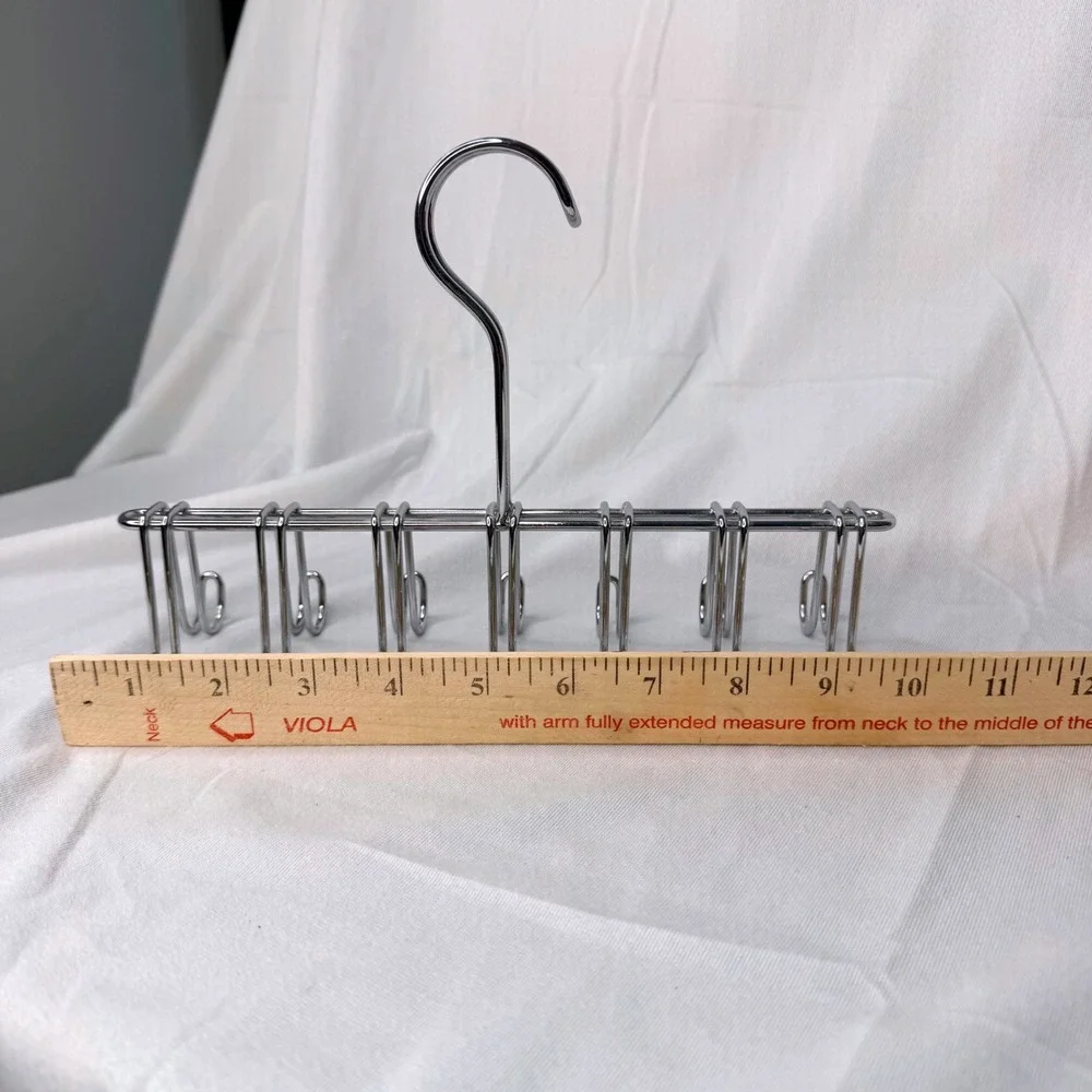 Chrome Belt and Tie Rack Organizer 14 Hook Metal Closet Hanger Silver